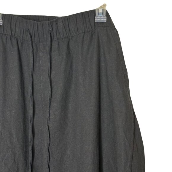 Lane Bryant Plus Size 22 Linen Blend Wide Leg Pants Black Pull On Elastic Waist - Picture 9 of 12